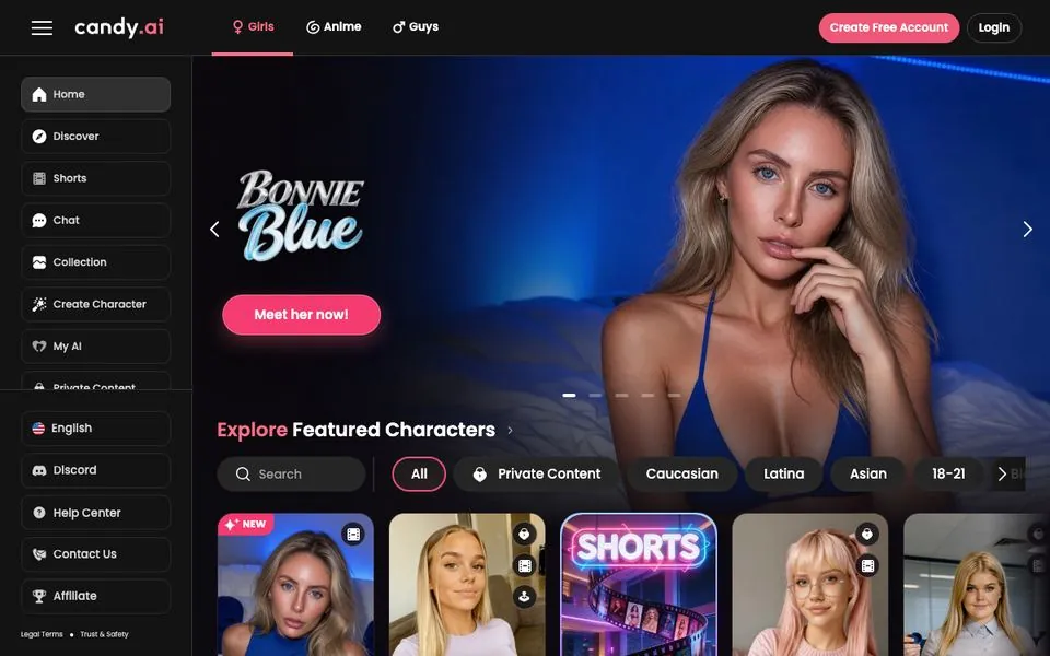 Candy.ai homepage screenshot