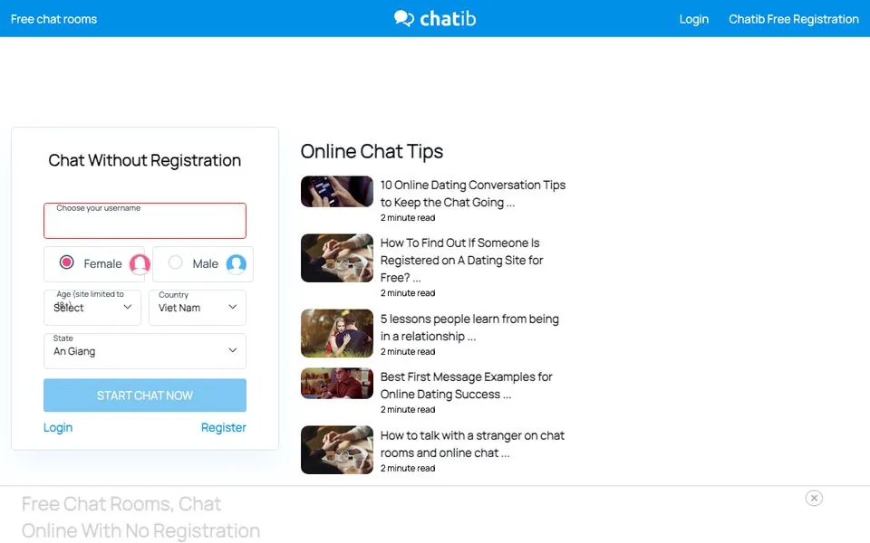 Chatib homepage screenshot