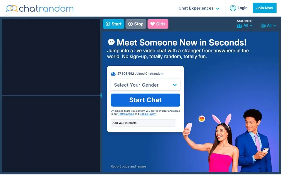 Chatrandom homepage screenshot