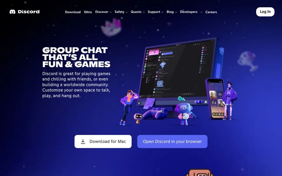 Discord homepage screenshot