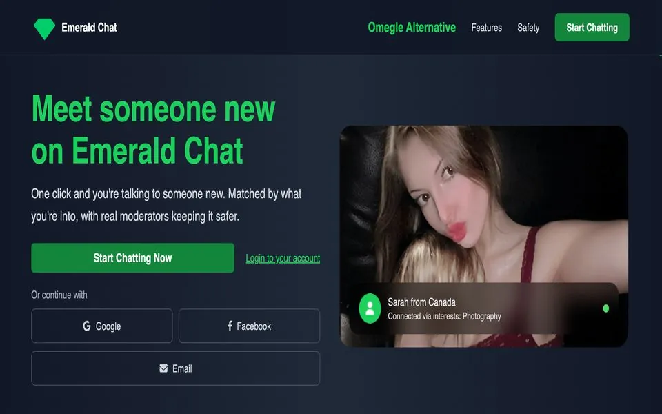Emerald Chat homepage screenshot