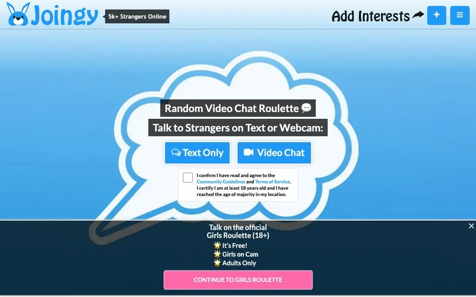 Joingy homepage screenshot