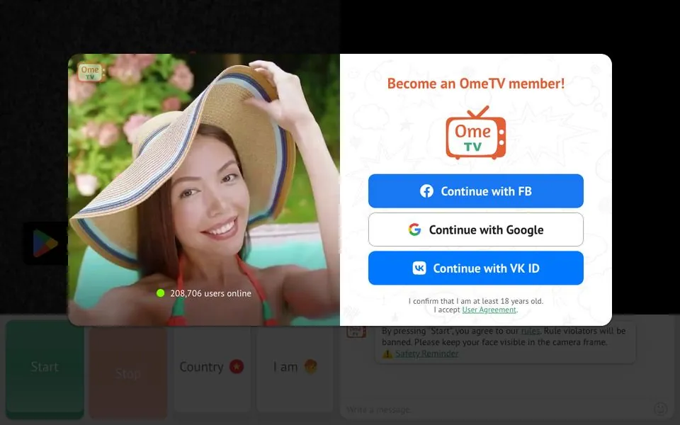 OmeTV homepage screenshot
