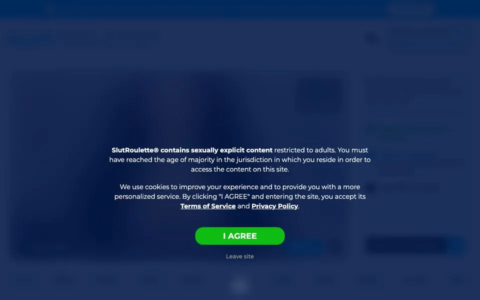 SlutRoulette homepage screenshot
